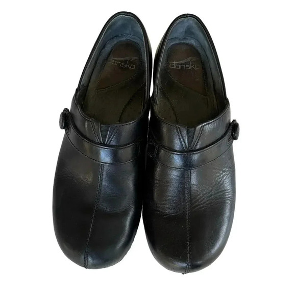 Dansko Solstice Black Leather Button Strap Clog Shoe Slip-On Size 40 - Picture 11 of 11